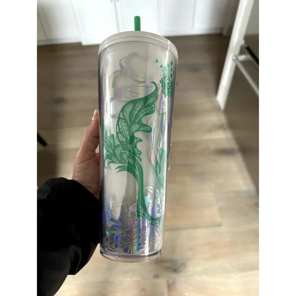 New Starbucks Holiday Winter 2022 Collection Mermaid Siren Iridescent Pearl Whit